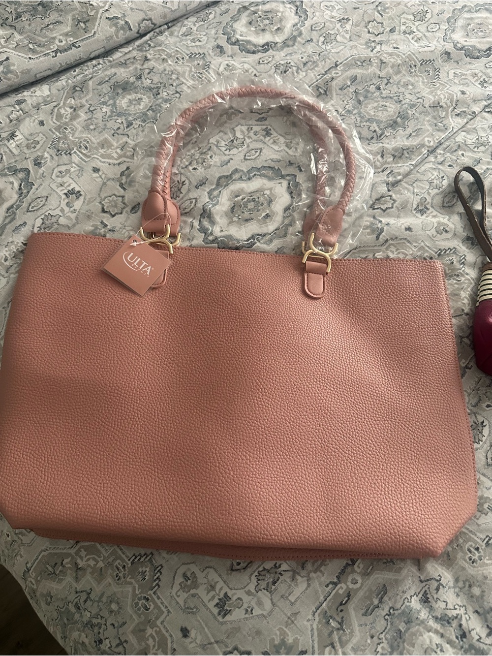 Ulta Beauty Dusty Rose Tote Bag with Gold Hardware
